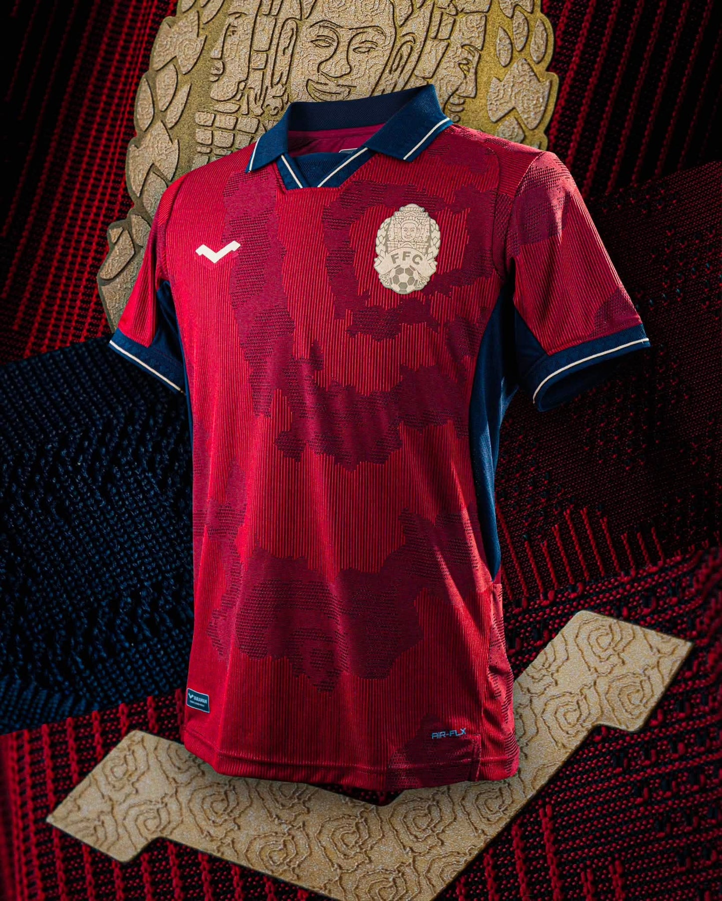 Maillot officiel du Cambodge 2026/2027 - Rouge Extérieur (Homme - Player)