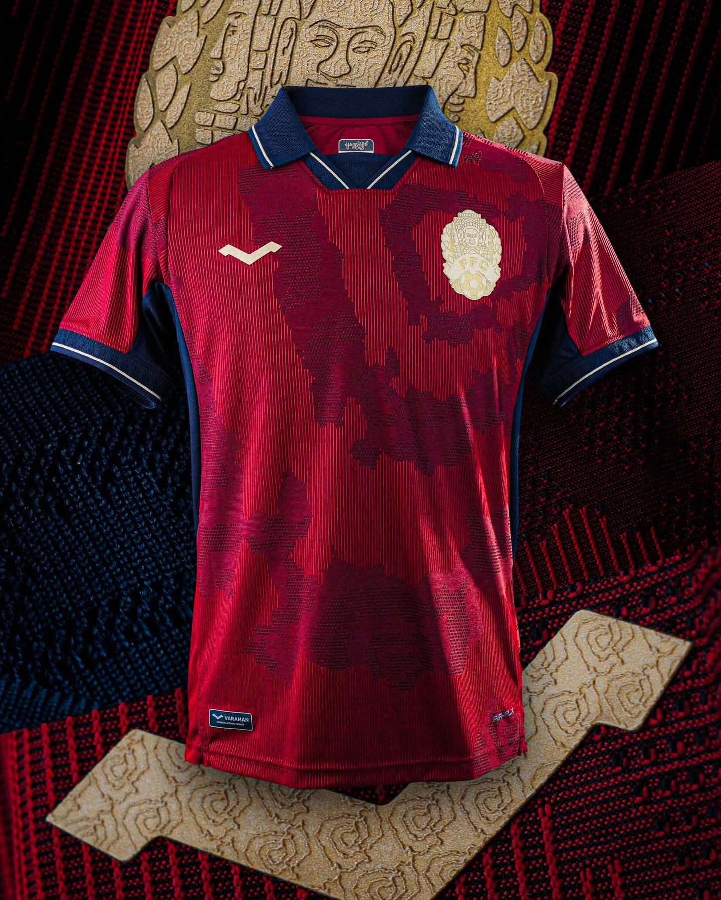 Maillot officiel du Cambodge 2026/2027 - Rouge Extérieur (Homme - Player)